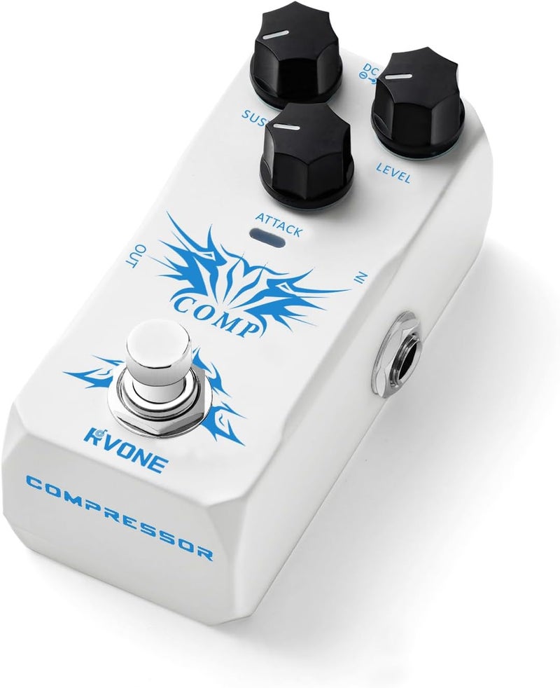 RVONE Analog Compressor Pedal Guitar/Bass, Studio-Grade Guitar Pedal Compressor, Guitar Effects Pedal for Electric Guitar Bass, True Bypass & Aluminum Case - Image 1